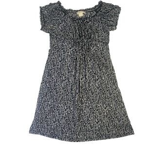 Michael Kors Women’s Black White Printed Smocked Dress Size Medium